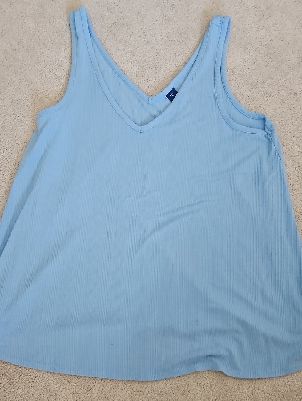 Old Navy Light Blue V-Neck Ribbed Tank Top